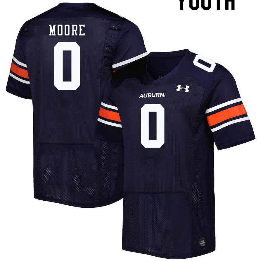 Youth #0 Koy Moore Auburn Tigers College Football Jerseys Stitched-Navy